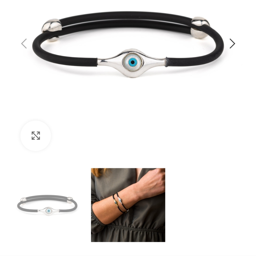 Evil eye sterling silver & black bracelet from Greece